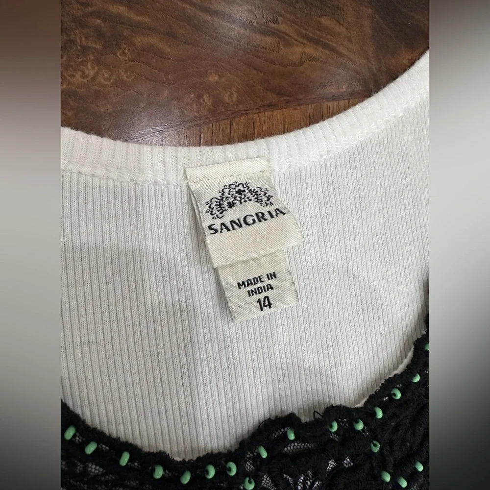 Sangria Dress 14 White Green Floral Maxi Boho Cottagecore - Picture 9 of 12